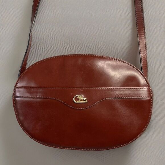 Cristian Crossbody Bag Purse Equestrian‎ Brown Leather Oval True Vintage Classic - Picture 1 of 16
